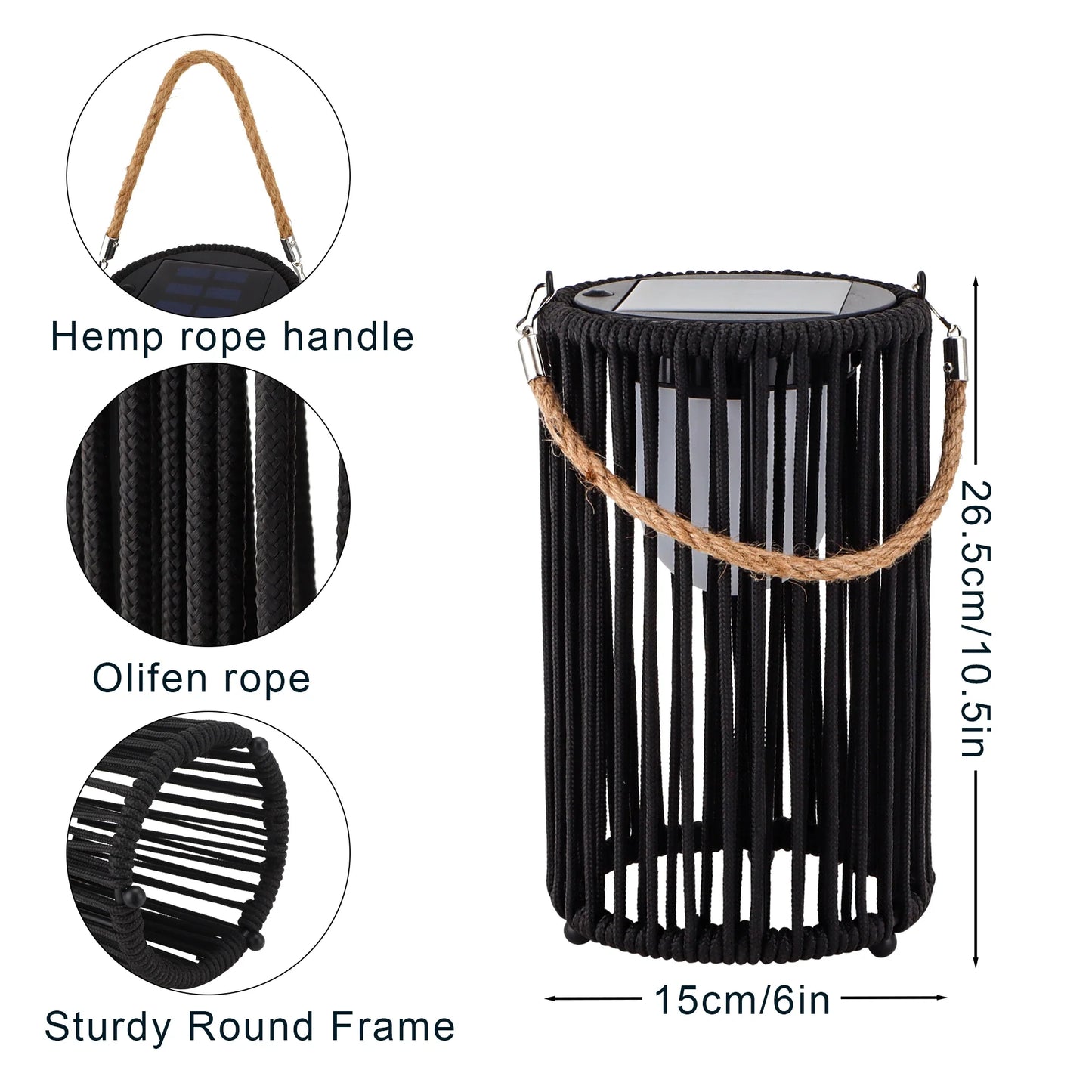 Solar Lantern Set – Black (2 pcs, 26 cm)