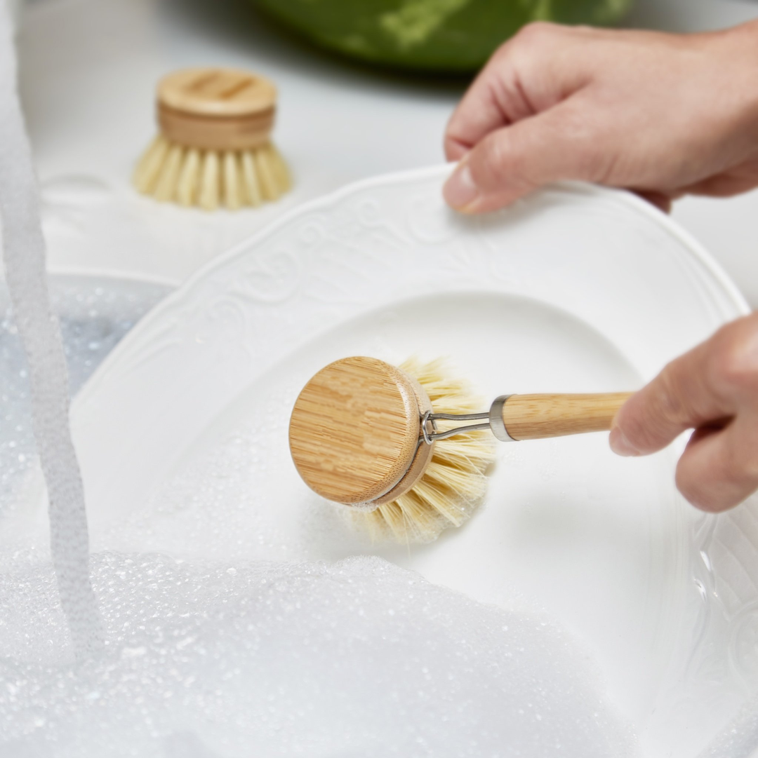 Wooden Dish Brush with Replaceable Heads (Set)