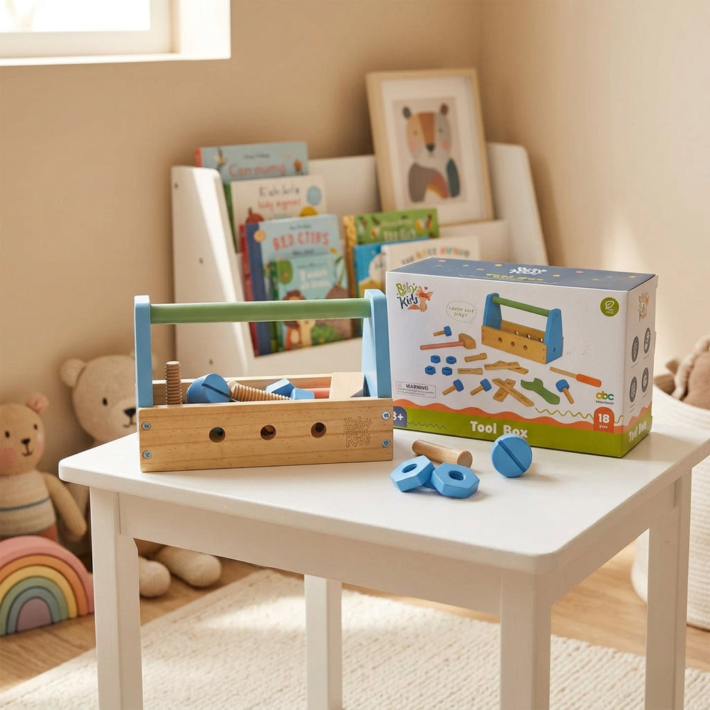 BusyKids Children’s Tool Box Set with functional wooden tools