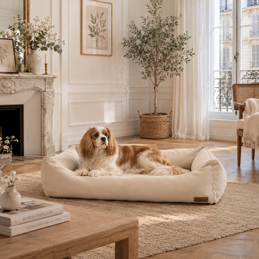 Big Den Waterproof Dog & Cat Basket Bed – Beige, M