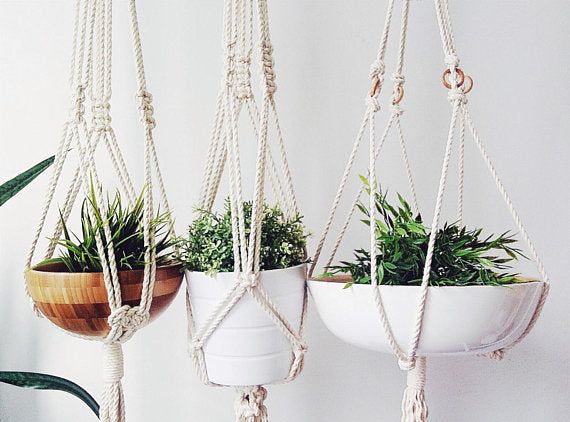 Macrame Plant Hanger – Handmade Cotton Plant Holder