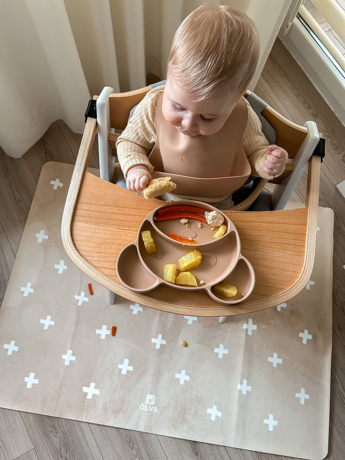 Kids Mealtime Floor Mat, Non-Slip & Waterproof - Cross Sand
