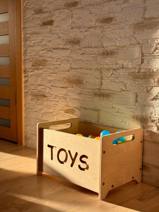 Wooden Toy Box - Montessori Nursery Storage