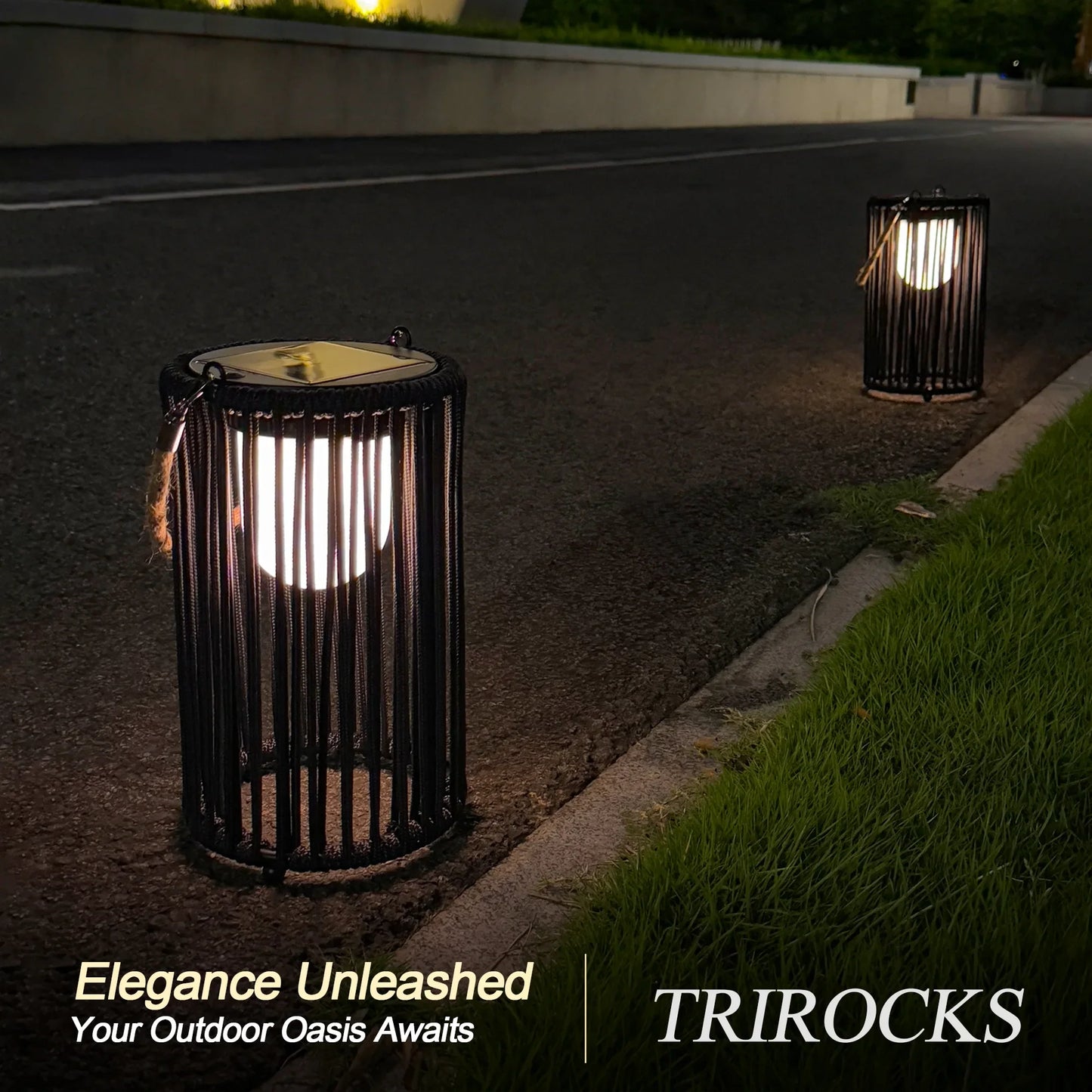 Solar Lantern Set – Black (2 pcs, 26 cm)