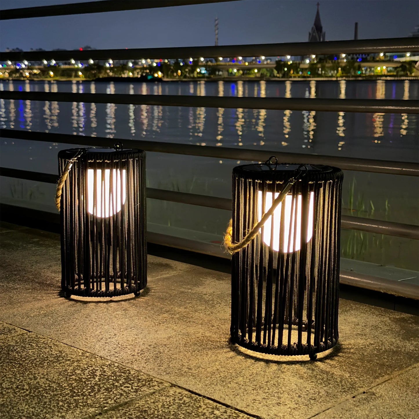 Solar Lantern Set – Black (2 pcs, 26 cm)