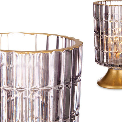 LED Lantern – Glass Glow (Grey & Gold)