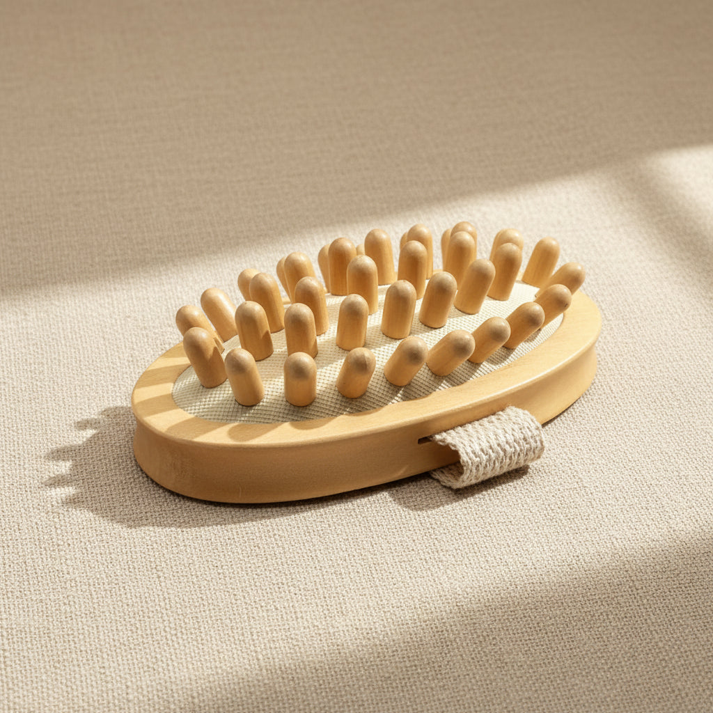 Rubber Massager with Lotus Wooden Handle