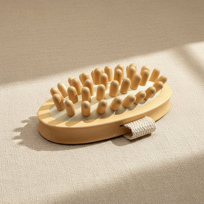 Rubber Massager with Lotus Wooden Handle