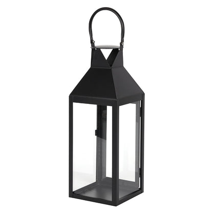 Large Satin Black Candle Lantern-1