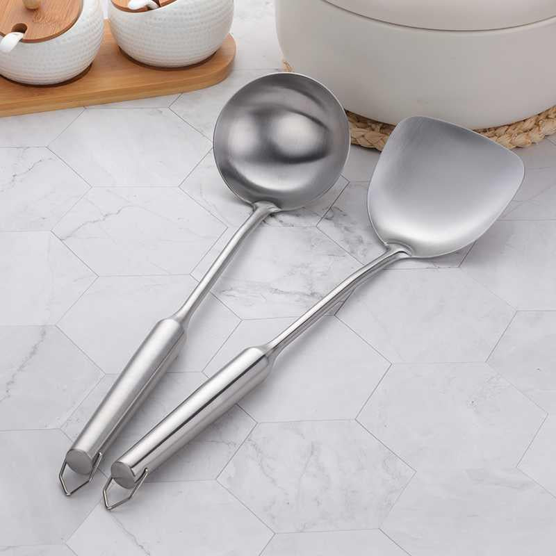 Long Handled Stainless Steel Spatula and Spoon Set-2