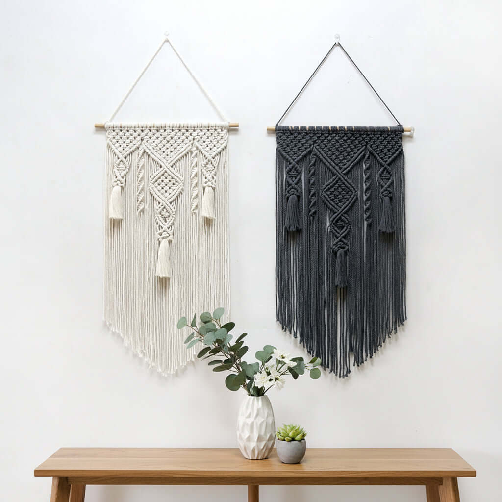 Nordic Macrame Wall Hanging – Cotton Rope Tapestry (80 × 50 cm)