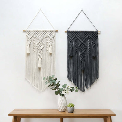 Nordic Macrame Wall Hanging – Cotton Rope Tapestry (80 × 50 cm)