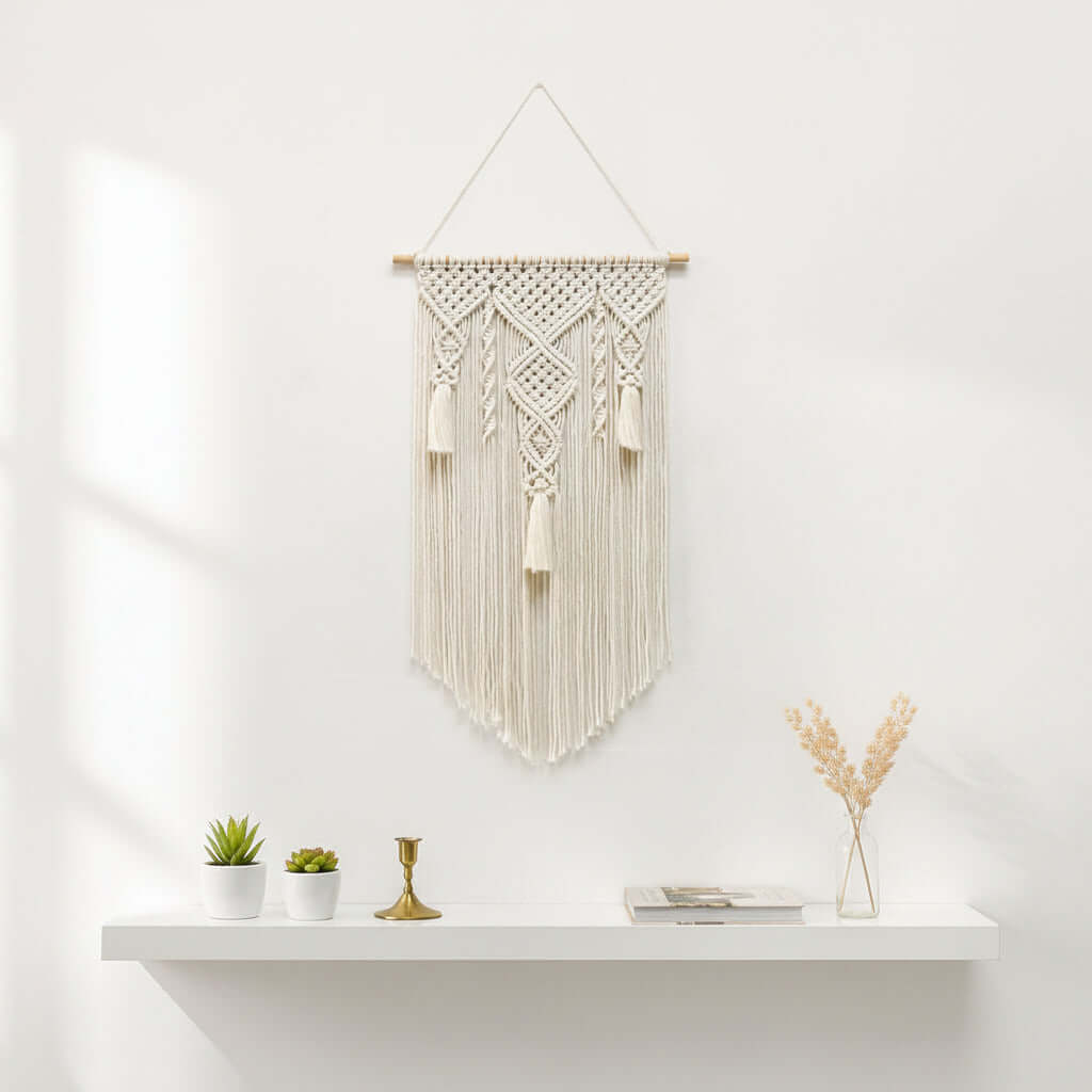 Nordic Macrame Wall Hanging – Cotton Rope Tapestry (80 × 50 cm)
