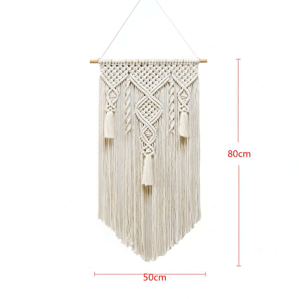 Nordic Macrame Wall Hanging – Cotton Rope Tapestry (80 × 50 cm)