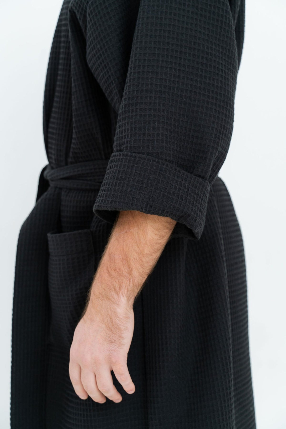 Long Waffle Fabric Robe for Men