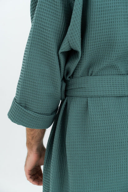 Long Waffle Fabric Robe for Men