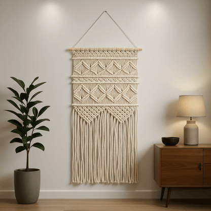 Macrame Wall Hanging – Cotton Macrame Wall Art (80 × 40 cm)