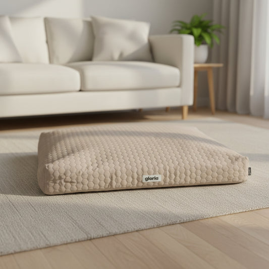 large brown dog bed made of soft polyester for pet comfort