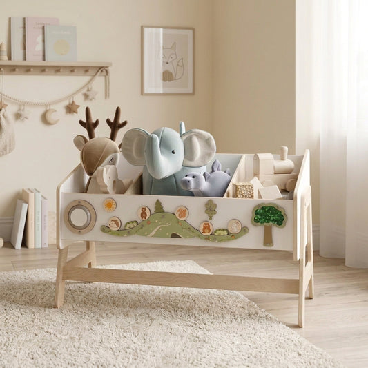 BusyKids LILU 2-in-1 toy storage shelf and children’s table with activity board