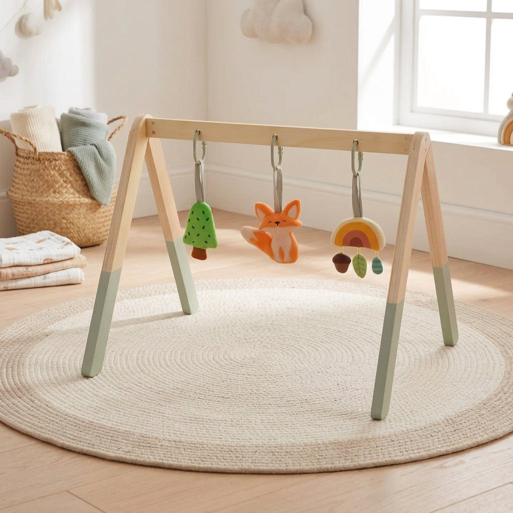 BusyKids Montessori Baby Gym with soft hanging sensory toys