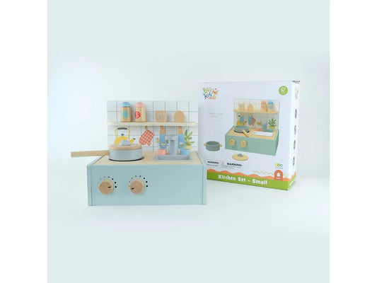 BusyKids Portable Play Kitchen – pastel suitcase-style foldable kitchen