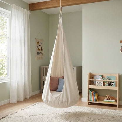 Cocoon Swing for Kids – Cotton Cloud White hanging chair with cushion