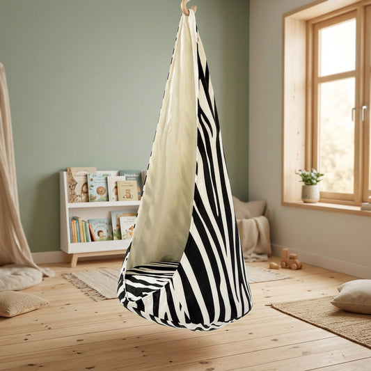 Cocoon Swing for Kids – Zebra hanging chair with cushion