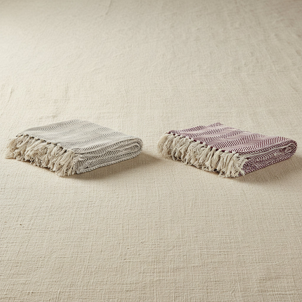 large cotton blanket with fringe edges for home comfort and layering