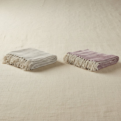 large cotton blanket with fringe edges for home comfort and layering
