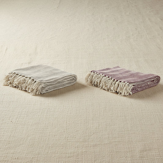 large cotton blanket with fringe edges for home comfort and layering