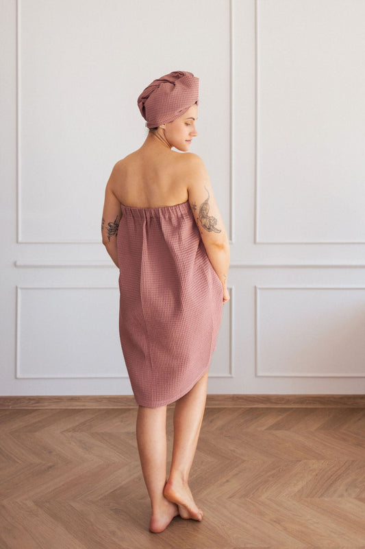 Cotton Waffle Sauna Wrap With Velcro