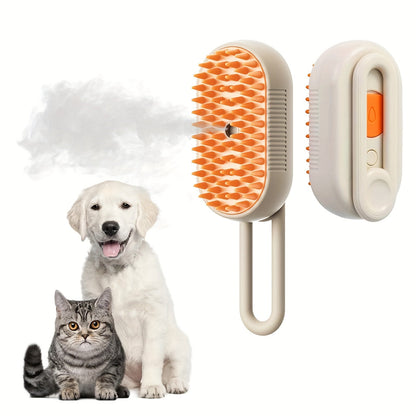 3‑in‑1 Rechargeable Steam Pet Brush for Cats & Dogs