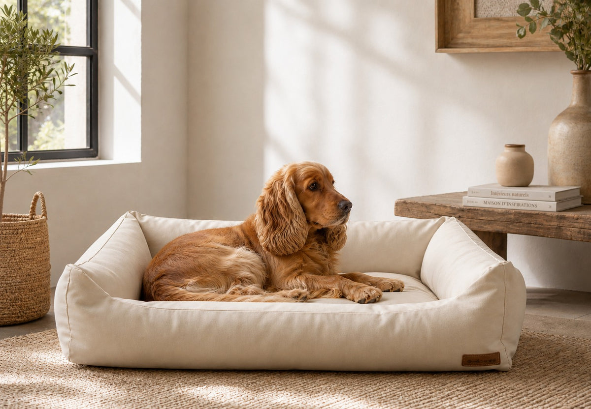 Big Den Waterproof Dog & Cat Basket Bed – Beige, M