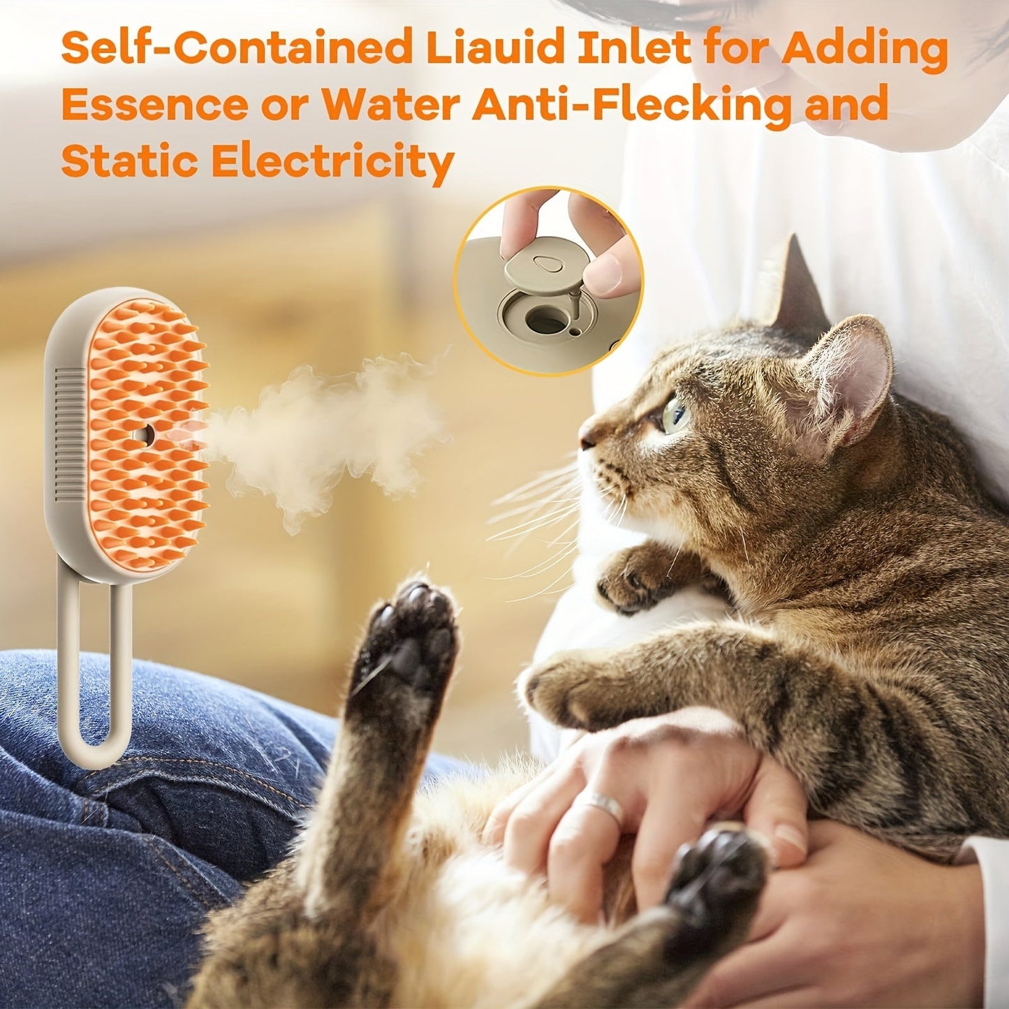 3‑in‑1 Rechargeable Steam Pet Brush for Cats & Dogs