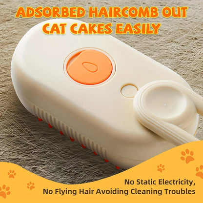 3‑in‑1 Rechargeable Steam Pet Brush for Cats & Dogs