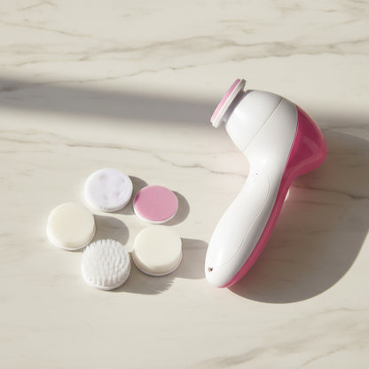 5 in 1 electric face cleansing and massage brush set with multiple attachments