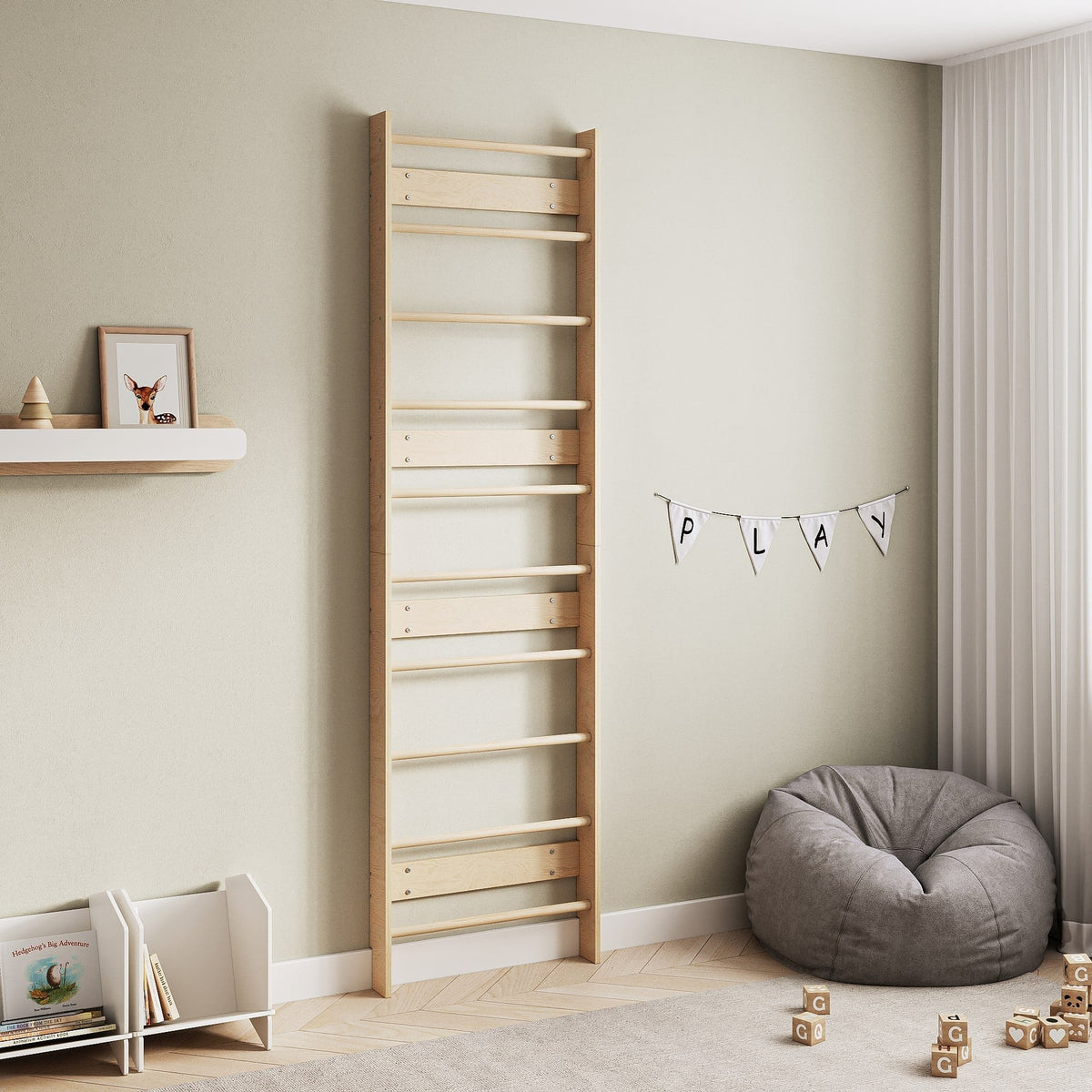 EVERGYM Wooden Wall Bars Base Model in Natural finish