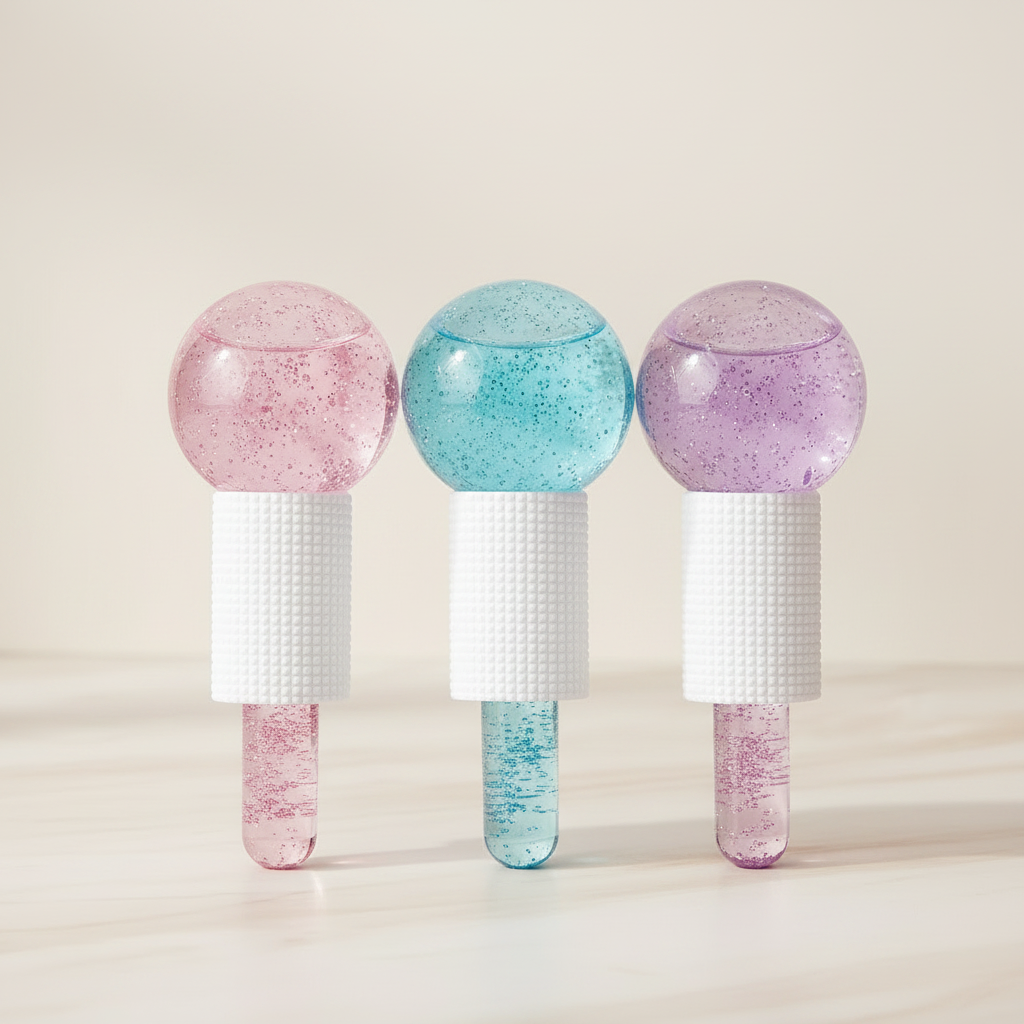 facial cooling ice globes used for skincare massage and cooling routine