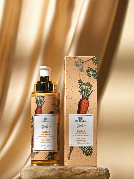 golden shimmer gel with carrot extract for radiant glowing skin