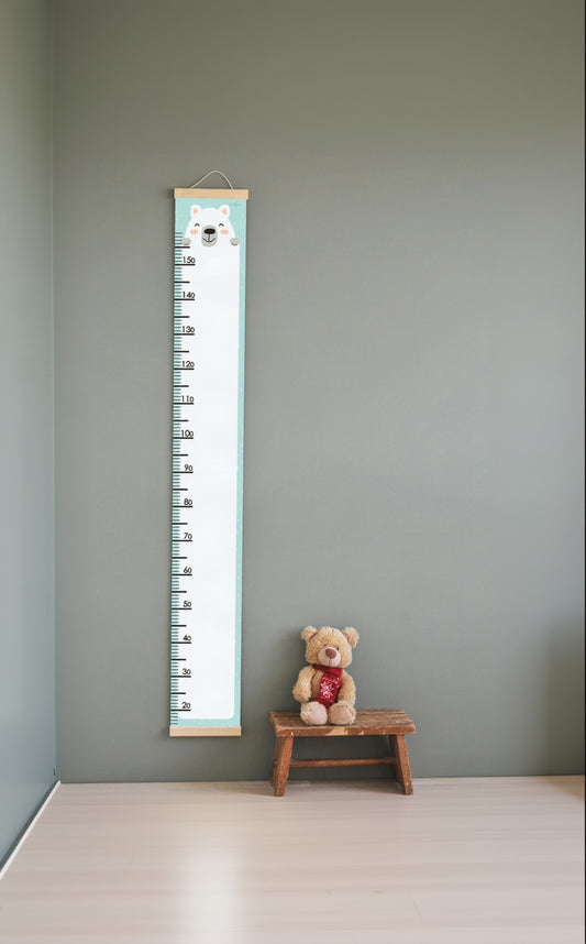Polar bear children’s growth chart with wooden slats