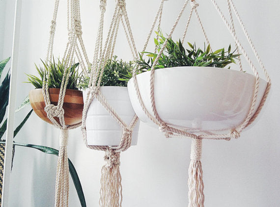 Macrame Plant Hanger – Handmade Cotton Plant Holder