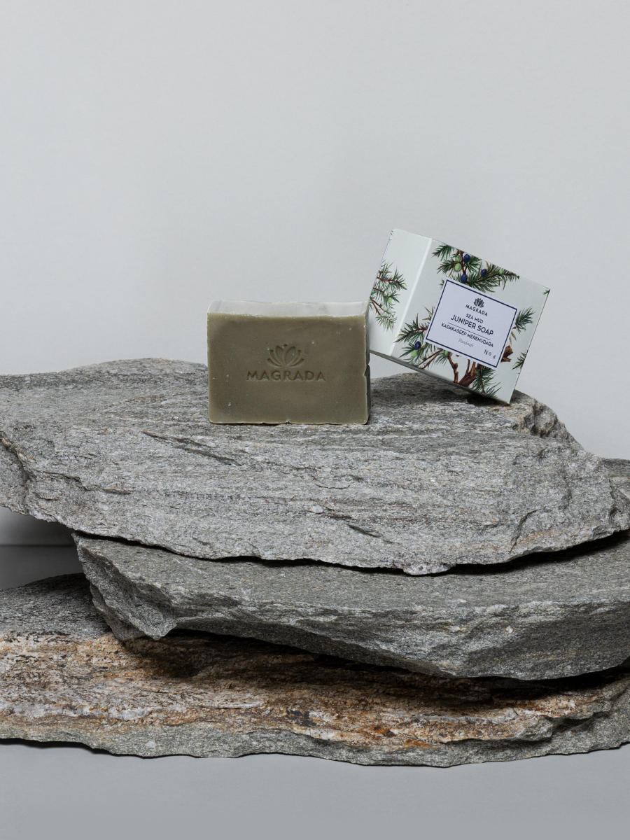 natural soap with juniper and sea mud for gentle cleansing and fresh skin