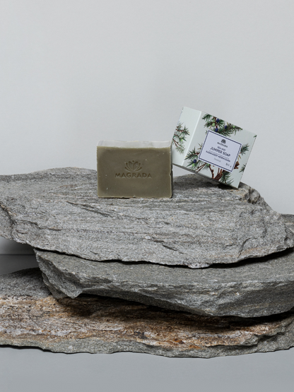natural soap with juniper and sea mud for gentle cleansing and fresh skin