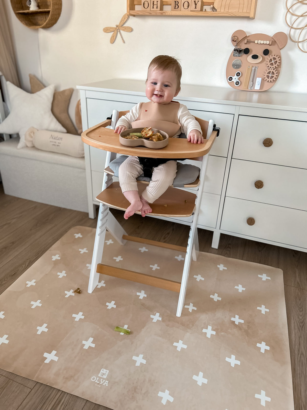 Kids Mealtime Floor Mat, Non-Slip & Waterproof - Cross Sand