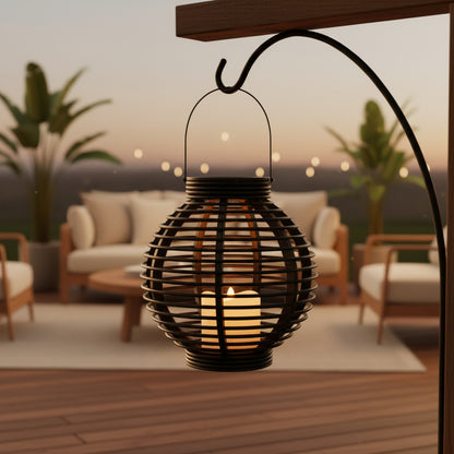 brown LED lantern with candle effect for indoor ambient lighting