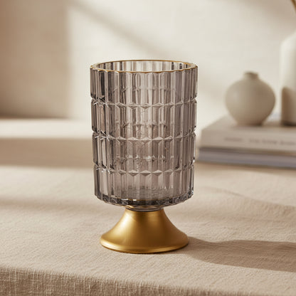 grey and gold glass LED lantern for soft ambient lighting