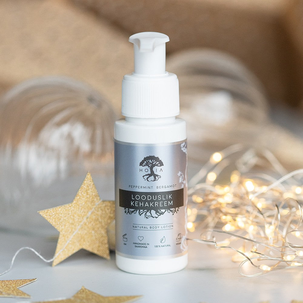natural body cream with mint and bergamot essential oils