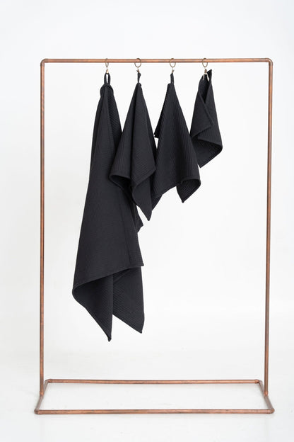 Nuss Cotton Waffle Towel – Black