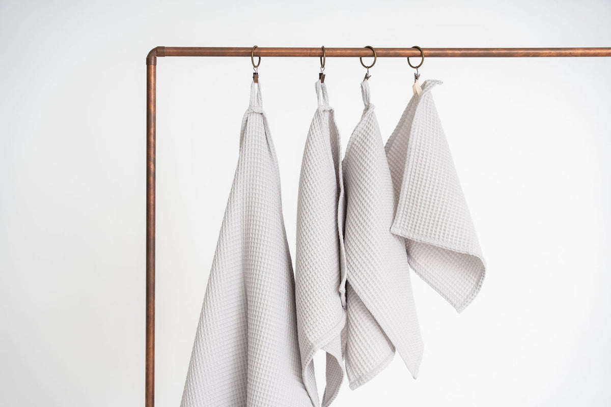 Nuss Cotton Waffle Towel – Light Grey