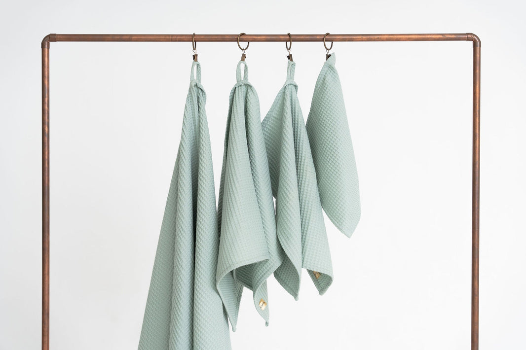 Nuss Cotton Waffle Towel – Sage Green